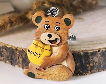 Wooden Bear Pendant | Honey Bear Pendant | Bear Keychain | Bear gift | Bear gift | Bear lover gift