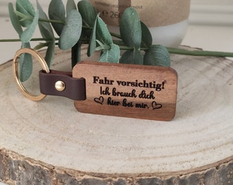 Pärchen Schlüsselanhänger | Fahr Vorsichtig | Partner Geschenk | Liebesgeschenk | Jahrestag Geschenk | Holz Schlüsselanhänger