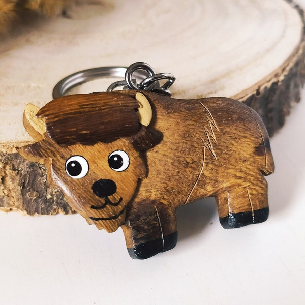 Holz Bison Anhänger | Holz Anhänger | Holz Tieranhänger | Bison Schlüsselanhänger | Jäger Geschenk | Bison Geschenk | Bisonfan Geschenk