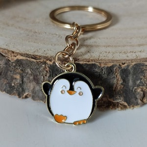 Pinguin Schlüsselanhänger Miniblings Anhänger Schlüsselring Flock  hellgrau-weiß