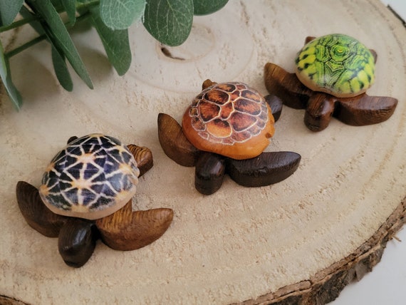 Schildkröte Glücksbringer | Holz Schildkröte Figur | Schildkröten Dekoartikel | Schildkröten Geschenke