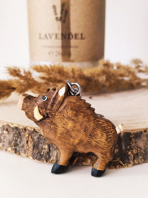Holz Wildschwein Anhänger | Holz Anhänger | Holz Tieranhänger | Wildschwein Schlüsselanhänger | Jäger Geschenk | Wildschwein Geschenk