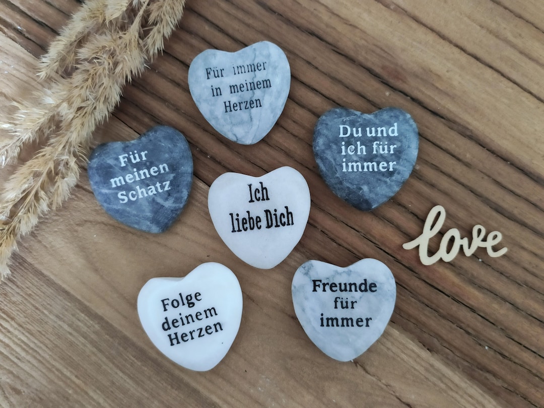 Marmor Herz mit Spruch Dekoherz Herz Geschenk Grabschmuck