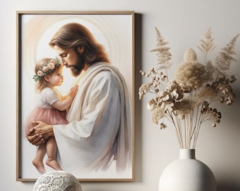 Jesus Holding Baby Girl - Miscarriage Print Gift, Infant Loss Print, Miscarriage Memorial Print, Instant Digital Download