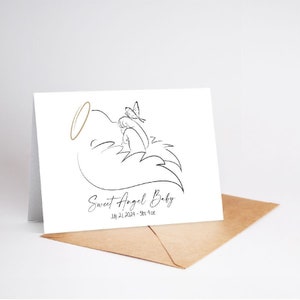 Dessin au trait minimaliste personnalisé, carte de sympathie, perte de bébé, mortinaissance, carte de fausse couche, carte de pensée pour vous - oeuvre d'art à encadrer