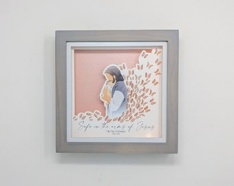 3D Lighted Shadow Box Art - Safe in Arms of Jesus Miscarriage Memorial Gift Keepsake