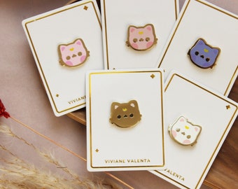 Moon Cat Faces Enamel Pin | Tsuki neko in 5 different colors