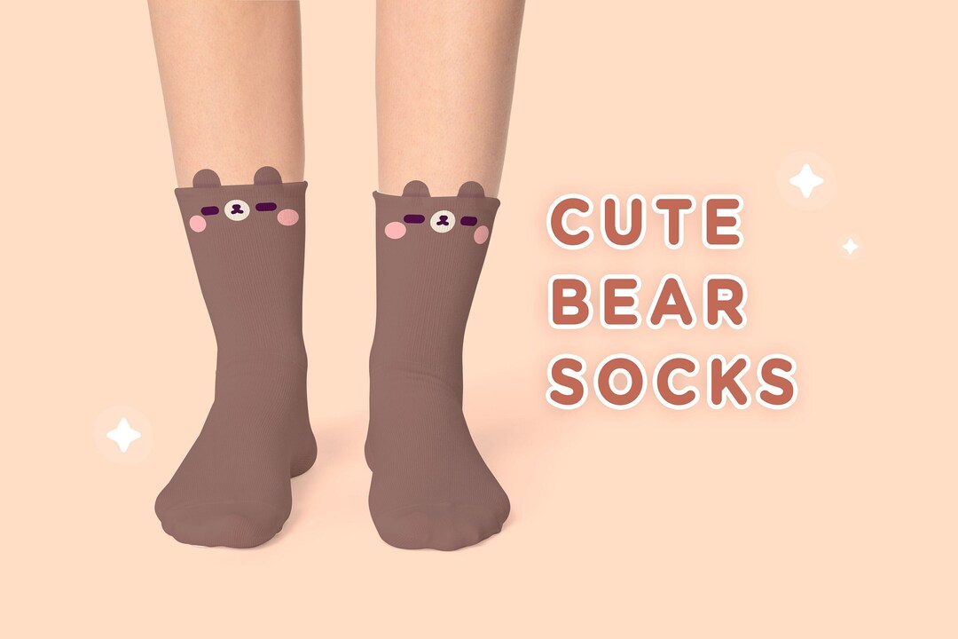 Cute Bear Kuma Socks | Cotton Socks |  Kawaii Unisex Crew Socks
