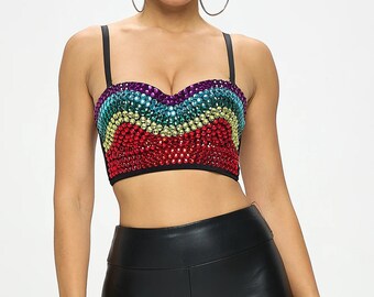 Top bustier in pietra CRISTALLO ARCOBALENO