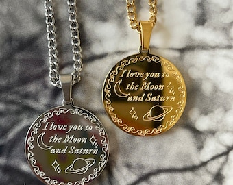 I love you to the Moon and Saturn necklace | Waterproof & Won’t Tarnish
