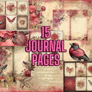 Valentine's Day Journal Page Kit Bundle 15 Stunning Paper Designs - Digital Pages, Junk Journal Pages, Scrapbooking, DIY scrapbook supplies