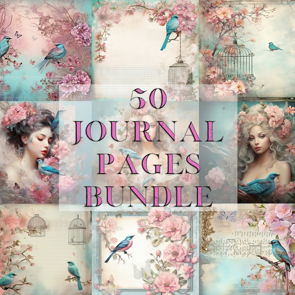 Bohemian Girl Journal Page Kit Bundle 50 Stunning Paper Designs - Digital Pages, Junk Journal Pages, Scrapbooking, DIY scrapbook supplies