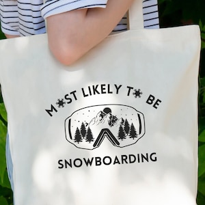 Snowboard tote gift for instructor and friends, snowboading tote bag for family vacation 2024, christmas gift men and women, birthday gift