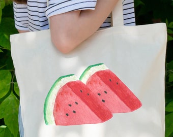 Watermelon tote bag birthday gift, water melon farmers market bag, minimalist summer beach bag, teacher nurse bride aesthetic shopping bag