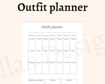 Outfit planner printable pdf outfit planner for men and women travel outfit planner business outfit planner trip outfit instant download