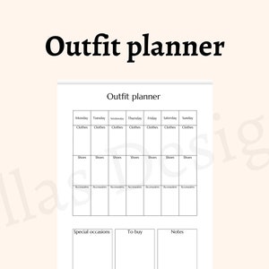 Outfitplanner afdrukbare pdf outfitplanner voor mannen en vrouwen reisoutfitplanner zakelijke outfitplanner reisoutfit direct downloaden