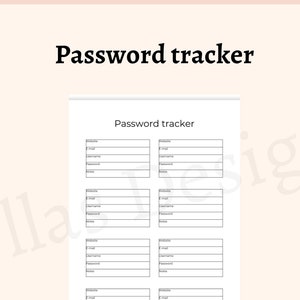 Password tracker printable fillable pdf password organizer password keeper password log download a4 a5 letter half letter, a4 fillable