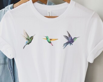Kolibri T-Shirt Geburtstagsgeschenk für Vogelbeobachter, Naturliebhaber Geschenke, Vogelliebhaber Tshirt, Cottagecore-Modus, botanisches Tee