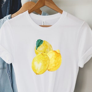 Lemon T-shirt birthday gift for wife or men, cottagecore tshirt, botanical shirt, gardening shirt, fruit tee, lemon clothes, lemon print