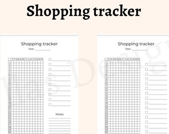Shopping tracker printable pdf items to buy tracker spending tracker track shopping habits shop manager instant download a4 a5 half letter