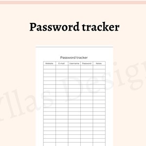 Password tracker printable fillable pdf password organizer password keeper password log download a4 a5 letter half letter, a4 fillable