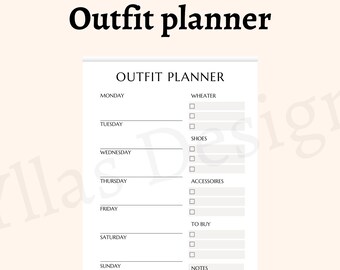 Travel outfit planner printable pdf vacation outfit planning women men outfit planner weekly outfit planner daily planner instant download