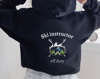 Skilehrer Hoodie, Skilehrer off duty Pullover Hoodie, Ski-Sweatshirt, Brille mit Berg Hoodie, Skifahrer Hoodie