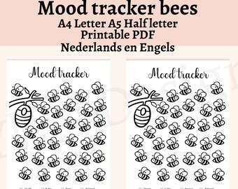 Bee Mood Tracker Printable | Spring Coloring Mood Log | A5 A4 US Letter ...