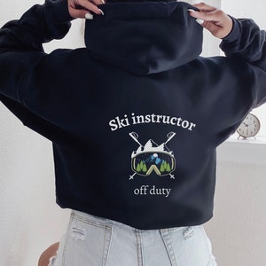 Ski instructor Hoodie, ski instructor off duty pullover hoodie, skiing sweatshirt, goggles with mountain hoodie, skier hoodie