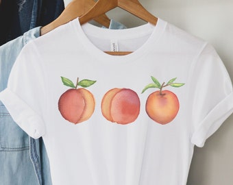 Peaches T-Shirt Geschenk für Naturliebhaber, Cottagecore T-Shirt für Freundin, Mutter, Schwester, passendes T-Shirt botanischen Urlaub