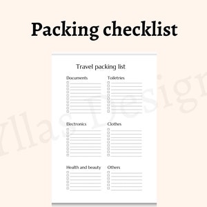 Lista de embalaje de viaje editable imprimible paquete pdf planificación de vacaciones lista de verificación de viajes organizador de viajes descarga instantánea niños embalaje familiar