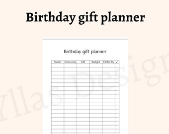 Gift planner bundle printable pdf birthday gift ideas gift shopping list holiday anniversary gift planner instant download a4 a5 half letter