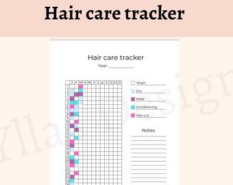 Hair care tracker printable pdf hair wash tracker self care journal page hair wash log beauty routine instant download a4 a5 half letter