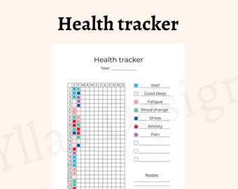 Health tracker printable pdf mood tracker pain tracker medical tracker health log health journal instant download a4 a5 letter half letter