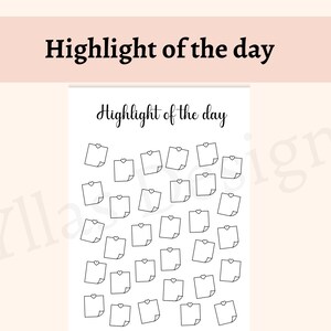 Página de diario con lo más destacado del día (PDF imprimible), planificador diario de gratitud, página de seguimiento de memoria de reflexión diaria, descarga digital, tamaño A5, tamaño A4, carta