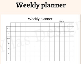 Weekly planner undated landscap printable pdf weekly schedule minimalist weekly planner weekly organizer instant download a4 letter size