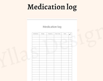 Medication log printable pdf medication schedule medication reminder daily medication tracker instant download a4 a5 letter size half letter