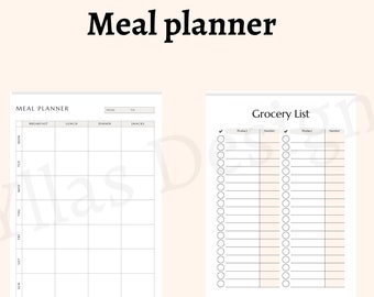 Planification des repas hebdomadaires imprimable modifiable planificateur de repas plan de préparation de repas santé remise en forme liste de courses téléchargement immédiat a4 a5 lettre demi-lettre