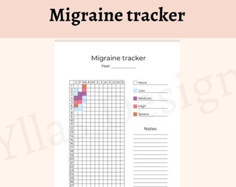 Migraine tracker printable pdf health tracker headache tracker migraine log health tracker journal page instant download a4 a5 half letter