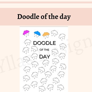 Cloud doodle of the day printable pdf fall planner page journal page daily drawing doodle page daily doodle challenge digital download a4 a5