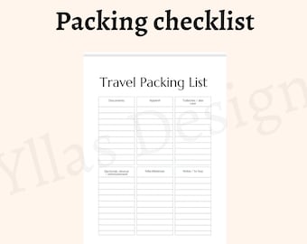 Travel packing checklist printable pdf vacation packing list travel planner travel organizer travel checklist instant download pdf