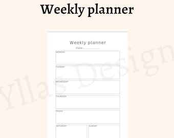 Weekly planner printable pdf weekly schedule weekly agenda week at a glance minimalist weekly plan instant download a4 a5 letter half letter