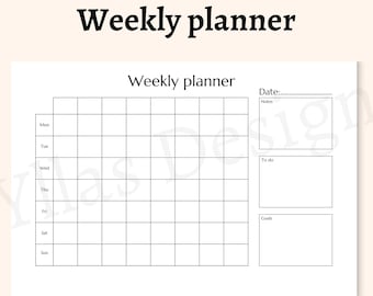 Weekly planner printable pdf landscape weekly schedule weekly to do list weekly organizer weekly minimalist agenda instant download