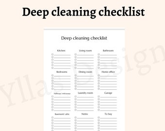 Planificador de limpieza profunda imprimible pdf lista de verificación de limpieza planificador del hogar tareas de la casa programar la gestión del hogar limpieza descarga instantánea