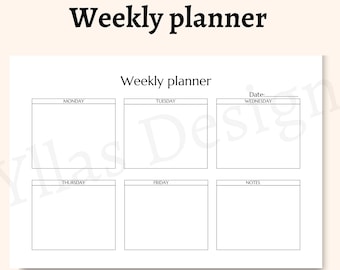 Weekly landscape minimalist planner printable pdf 5 day week plan weekly planning daily planner weekly agenda weekly to do weekly organizer