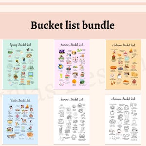 Bucket list bundle printable journal page pdf winter activity summer planner page fall activity list spring to do list seasonal bucket list