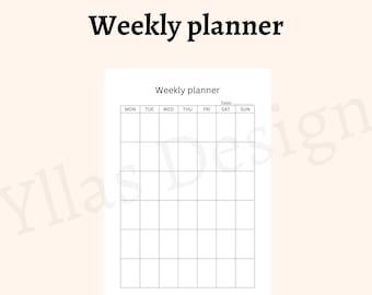 Weekly minimalist planner printable pdf weekly schedule week at a glance weekly agenda weekly organizer instant download a4 a5 half letter