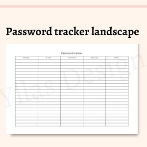 Password tracker printable fillable pdf password organizer password keeper password log download a4 a5 letter half letter, a4 fillable