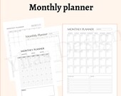 Undated Monthly Planner Printable PDF Minimalist Monthly Calendar Organizer Digital Download Time Management Month at a glance A4 A5 letter