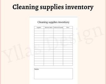 Cleaning supplies inventory checklist printable pdf cleaning checklist printable cleaning list instant download a4 a5 half letter pdf